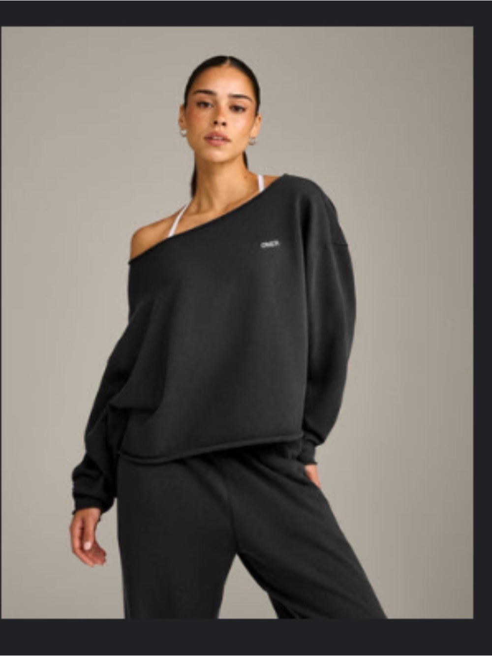 Oner Active Off-Shoulder washed Black Sweatshirt
